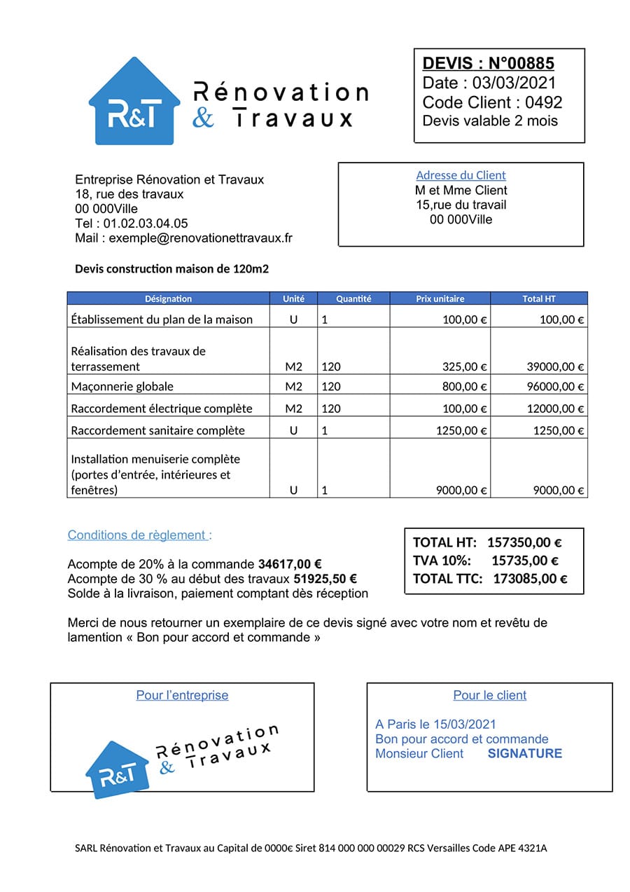 prix construction maison 100m2